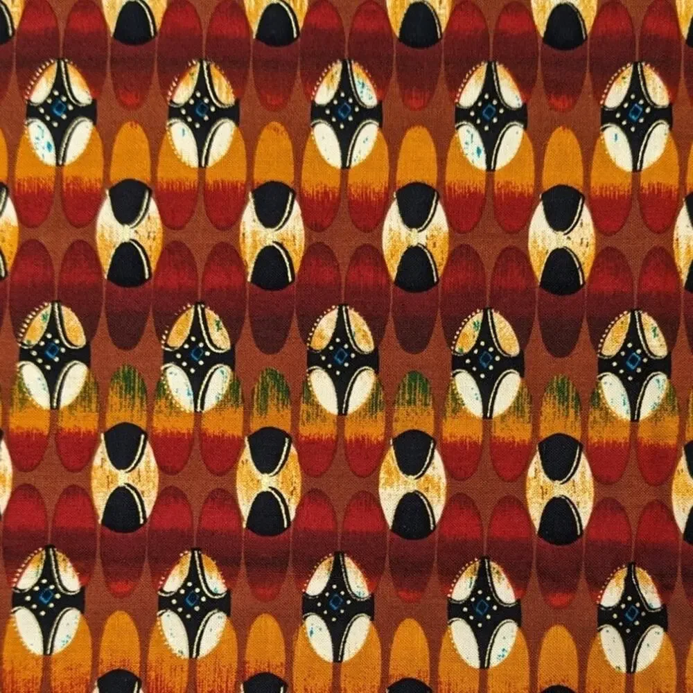 Vintage Ethnic Tribal Cotton Fabric FIT TO PRINT Kente Cloth Kenta Almost 2 Yds